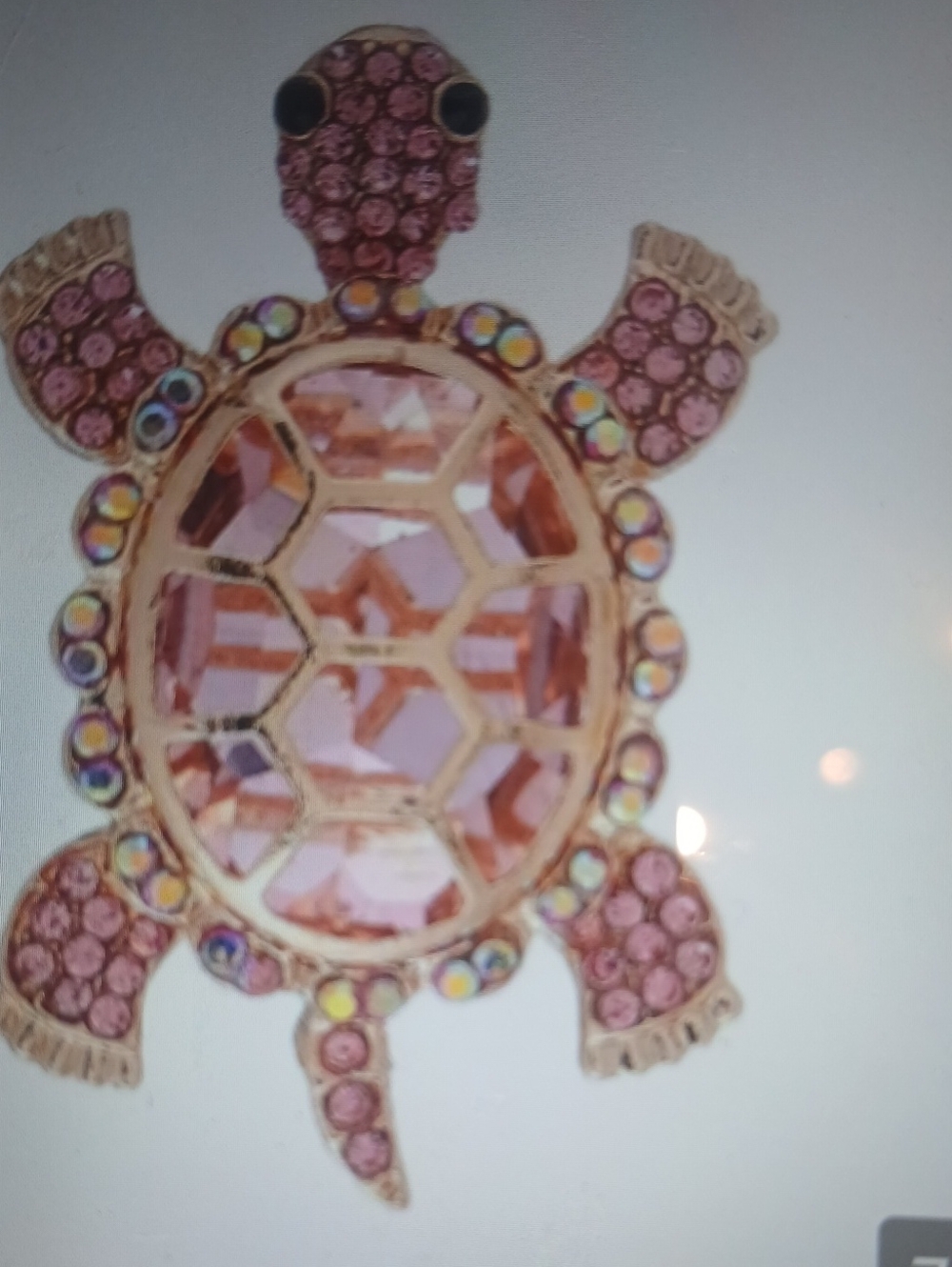 Pink Crystal Turtle Brooch